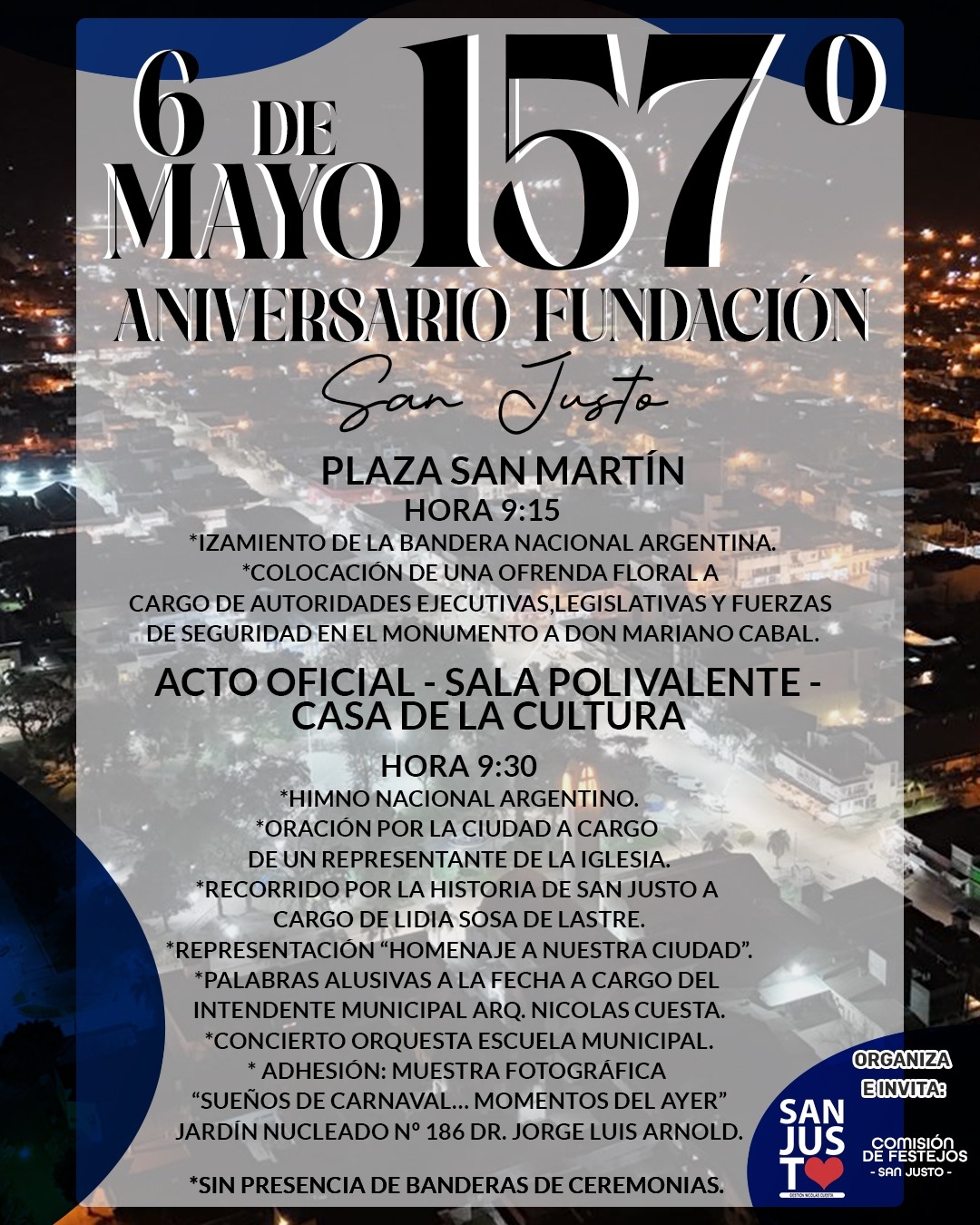 ACTO OFICIAL POR EL 157° ANIVERSARIO DE SAN JUSTO