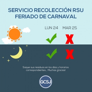 RECOLECCIÓN DE RESIDUOS EN FERIADOS DE CARNAVAL.