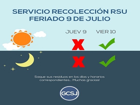 Recolección de Residuos- Feriado del 9 de julio