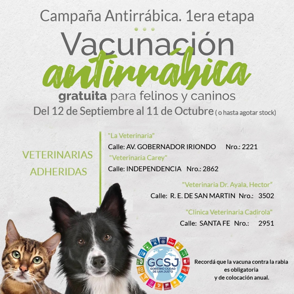 CAMPAÑA DE VACUNACIÓN GRATUITA ANTIRRABICA.